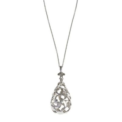 Silver & diamond tear drop cage pendant - Product number 9011846