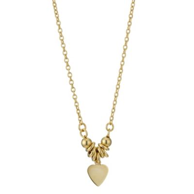 9ct Yellow Gold 17` Candy and Heart Necklace