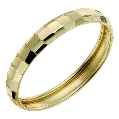 9ct Yellow Gold Faceted Ring