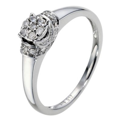 9ct White Gold 1/6 Carat Diamond Cluster Ring