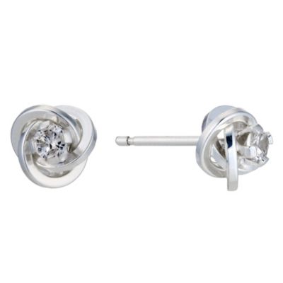 Silver Cubic Zirconia Knot Stud Earrings - Product number 9017976