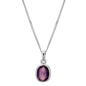 Silver & Purple Cubic Zirconia Glass Pendant