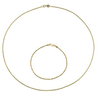 H Samuel 9ct Yellow Gold Necklace and Bracelet Box Set