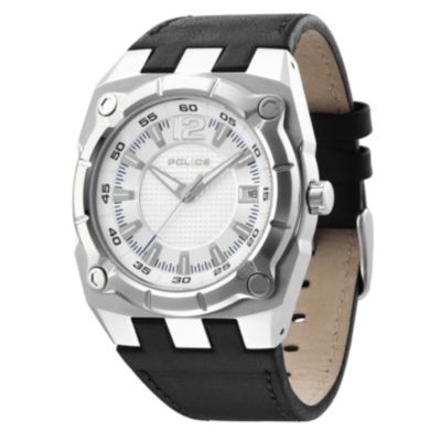 Police Men's Black Leather Strap Watch - Product number 9020071
