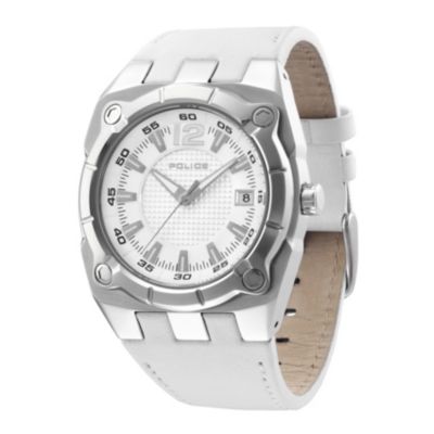 Police Men's White Leather Strap Watch - Product number 9020101