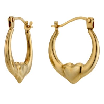 9ct Yellow Gold Heart Creole Earrings - Product number 9020411