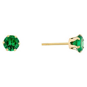 9ct Yellow Gold Imitation Emerald Stud Earrings