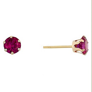 9ct Yellow Gold Imitation Ruby Stud Earrings