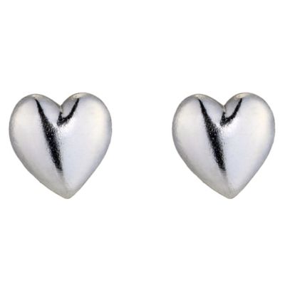 H Samuel 9ct White Gold Heart Stud Earrings