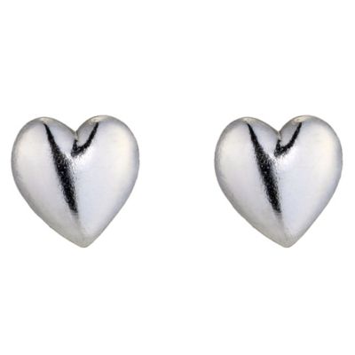 9ct White Gold Heart Stud Earrings