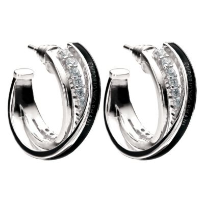 Emporio Armani ladies' silver & stone crossover earrings - Product number 9022686