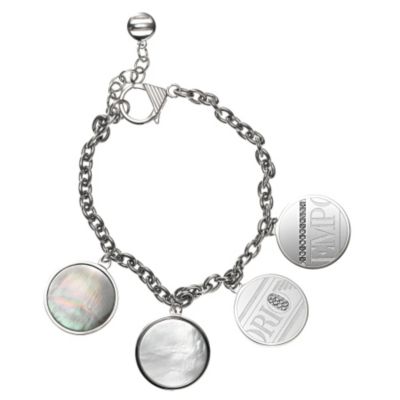 Emporio Armani silver mother of pearl disc logo bracelet - Product number 9022775