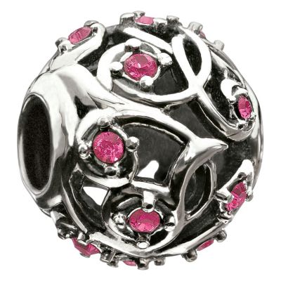Chamilia silver fuchsia Swarovski leaves bead - Product number 9023720