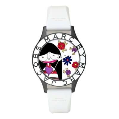 Marc By Marc Jacobs Miss Marc white strap watch