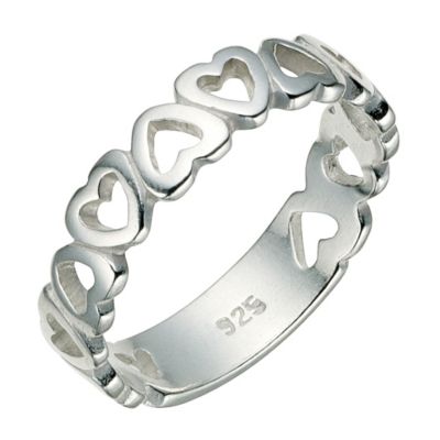 Silver Multi Heart Ring Size N