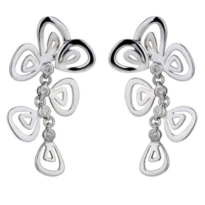 Sterling silver & diamond flower earrings - Product number 9027165