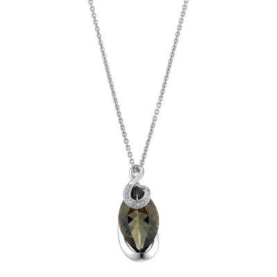 Silver diamond & smoky quartz pendant - Product number 9027203