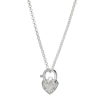 Silver fancy heart padlock pendant - Product number 9033688
