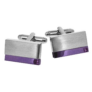 Mens Steel and Purple Plate Cufflinks