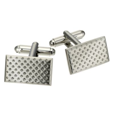 Men's Perforated Brushed Steel Finish Cufflinks