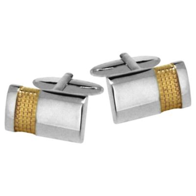 H Samuel Mens Gold Plated Textured Steel Cufflinks