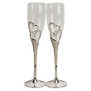 Special Memories Double Heart Champagne Flutes