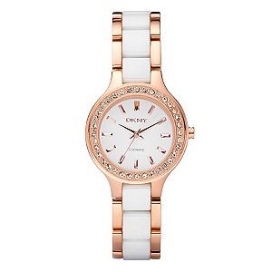 DKNY Ladies' Stone Set Ceramic Bracelet Watch