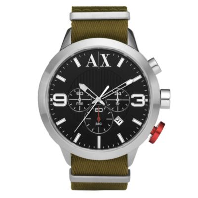 Armani Exchange Men's Chronograph Brown Canvas Strap Watch - Product number 9037942
