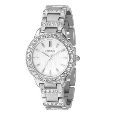 Fossil Jesse Ladies' Stone Set Silver Dial Bracelet Watch - Product number 9038108