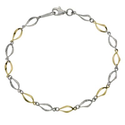9ct Yellow Gold & Silver Oval Link Bracelet - Product number 9038841