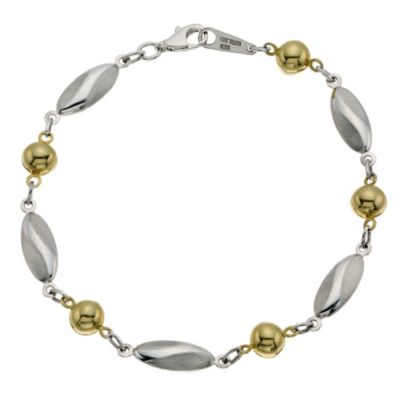 9ct Yellow Gold & Silver Station Bracelet - Product number 9038868