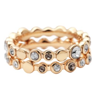 DKNY Gold Plated Stone Set Stacker Ring Set