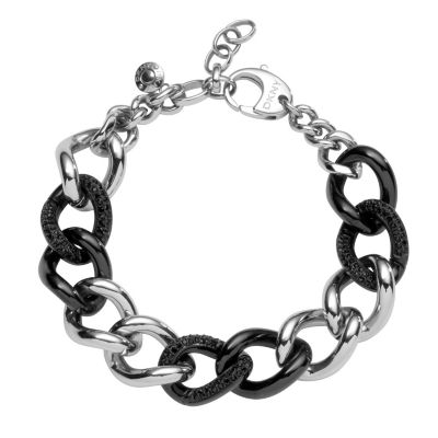 DKNY Silver & Black Ceramic Chain Bracelet - Product number 9039333