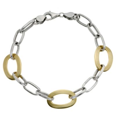 9ct Yellow Gold & Silver Large Oval Link Bracelet - Product number 9043152