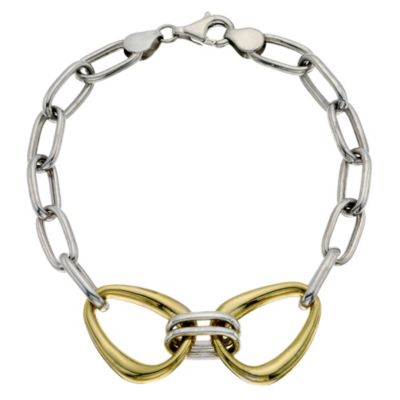 9ct Yellow Gold & Silver Oval Chain Bracelet - Product number 9043160
