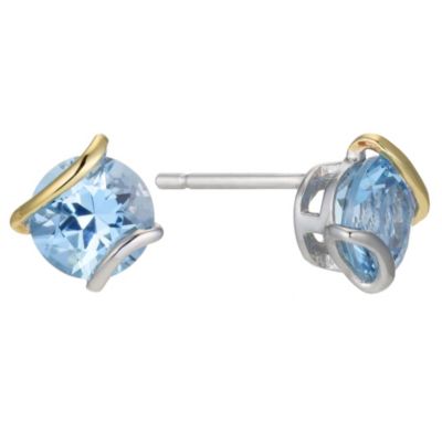 Silver & 9ct Yellow Gold Stud Earrings - Product number 9049738