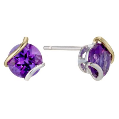 Silver & 9ct Yellow Gold Stud Earrings - Product number 9049746
