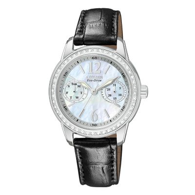 Citizen Eco-Drive Ladies' Black Leather Strap Watch - Product number 9054529