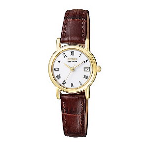 Citizen Eco-Drive Ladies' Brown Leather Strap Watch