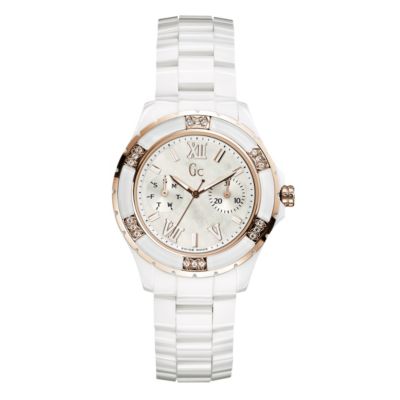 Gc ladies' diamond & white ceramic rose gold plated watch - Product number 9055568