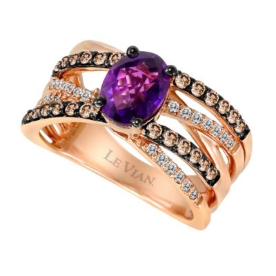Le Vian 14ct rose gold amethyst & diamond criss cross ring - Product number 9056017