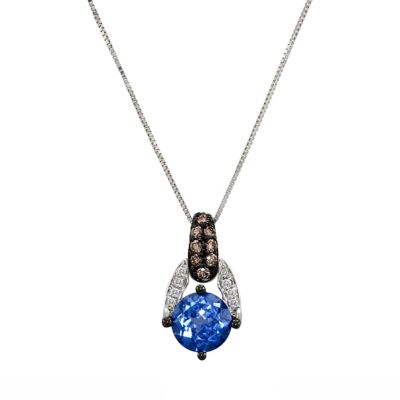 Le Vian 14ct white gold diamond & blue topaz pendant - Product number 9058303