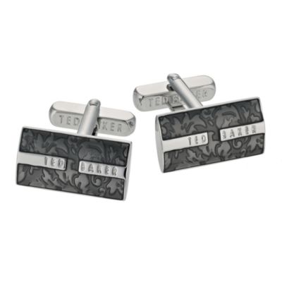 Ted Baker Shier grey rectangular logo cufflinks - Product number 9059326