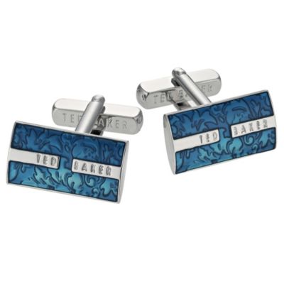 Ted Baker Shier blue rectangular logo cufflinks - Product number 9059334