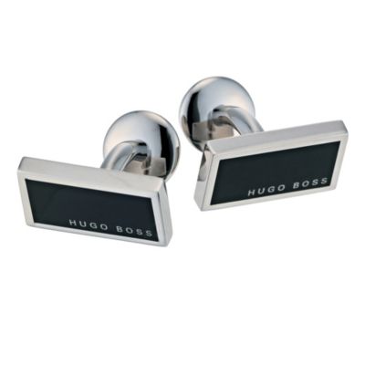 Hugo Boss men's black enamel rectangular cufflinks - Product number 9063005