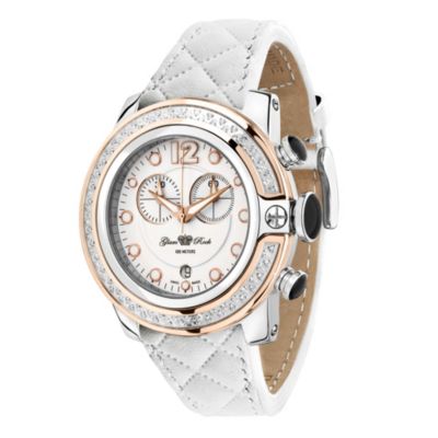 Glam Rock white quilted strap watch