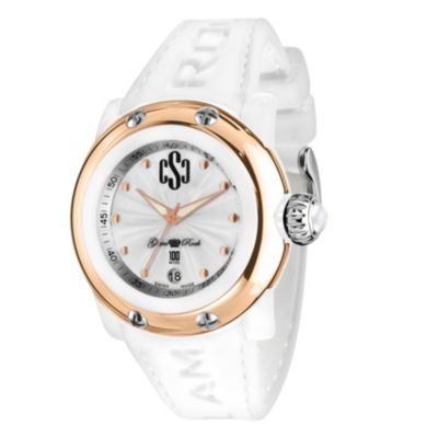 Glam Rock white strap logo watch