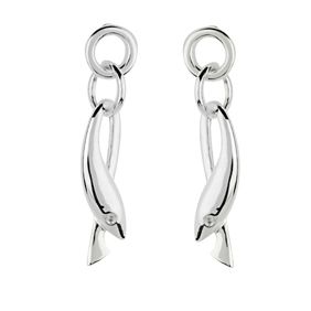 Eternal Silver & white sapphire fish drop earrings - Product number 9069518