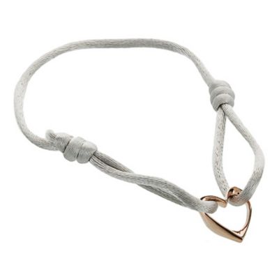 Eternal Silver rose gold heart & grey cord bracelet - Product number 9071482