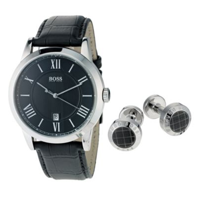Hugo Boss men's black watch & cufflinks set - Product number 9074589